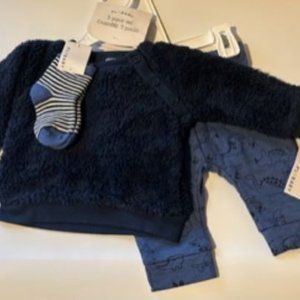 PL Baby by Petit Lem Baby Boy Long Sleeve Shirt, Pant and Socks Outfit Set, 3pc